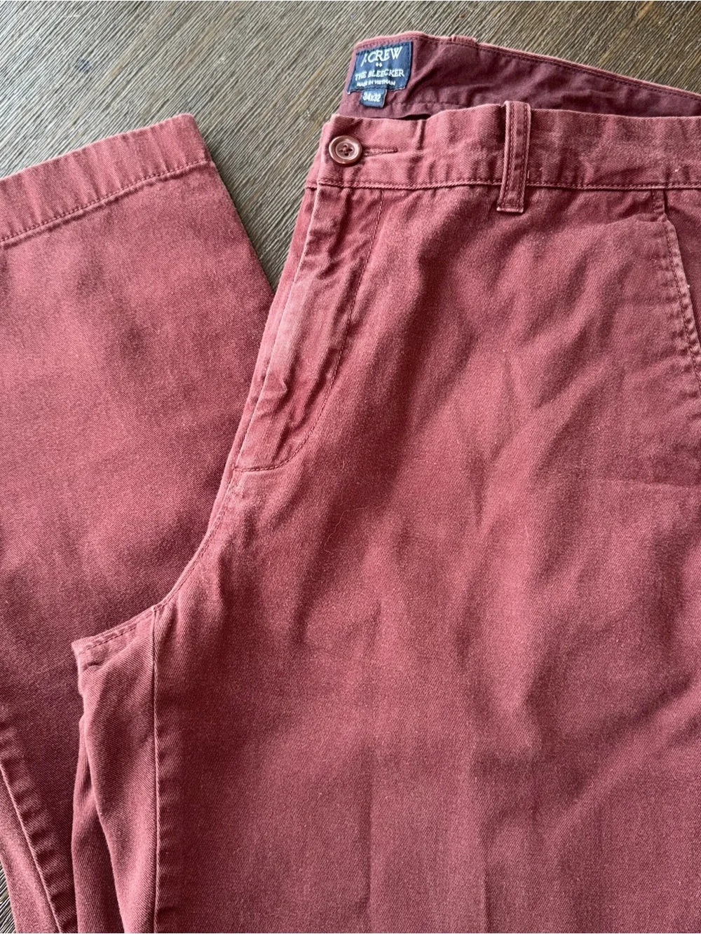 J.Crew The Bleecker Men’s Chino Pants 34x32 Burgundy Brick Red Cotton